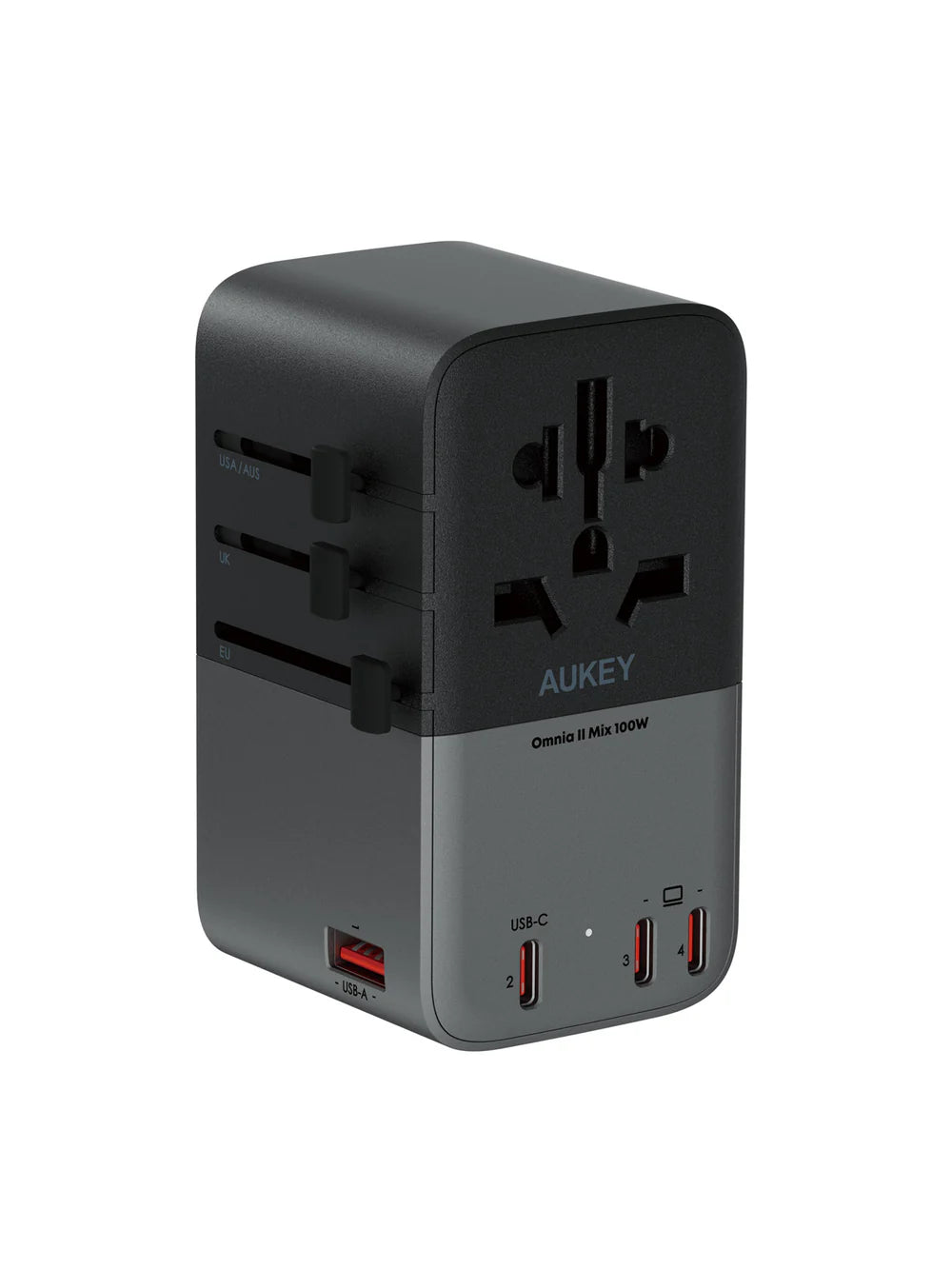 AUKEY TRAVEL MATE 100W GAN UNIVERSAL ADAPTER WITH USB PORT