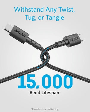 ANKER A8032H11 POWER LINE SELECT + USB-C TO USB-C CABLE 3FT BLACK
