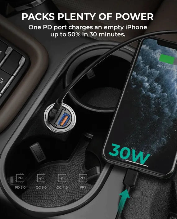 AUKEY ENDURO NANO AC 30W 2-PORT CAR CHARGER