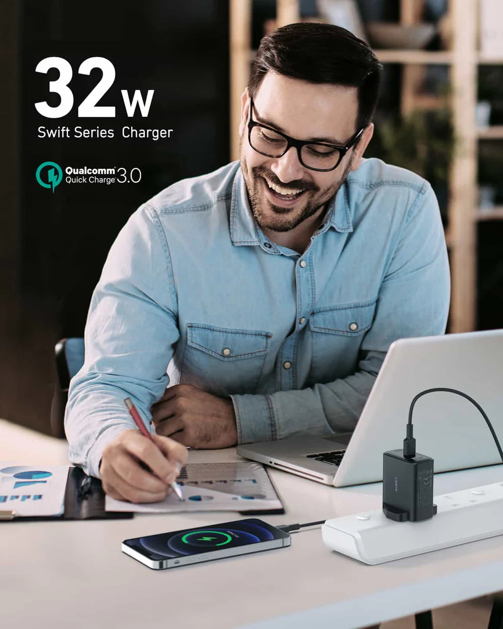 AUKEY DUAL PORT SWIFT 32W PD WALL CHARGER