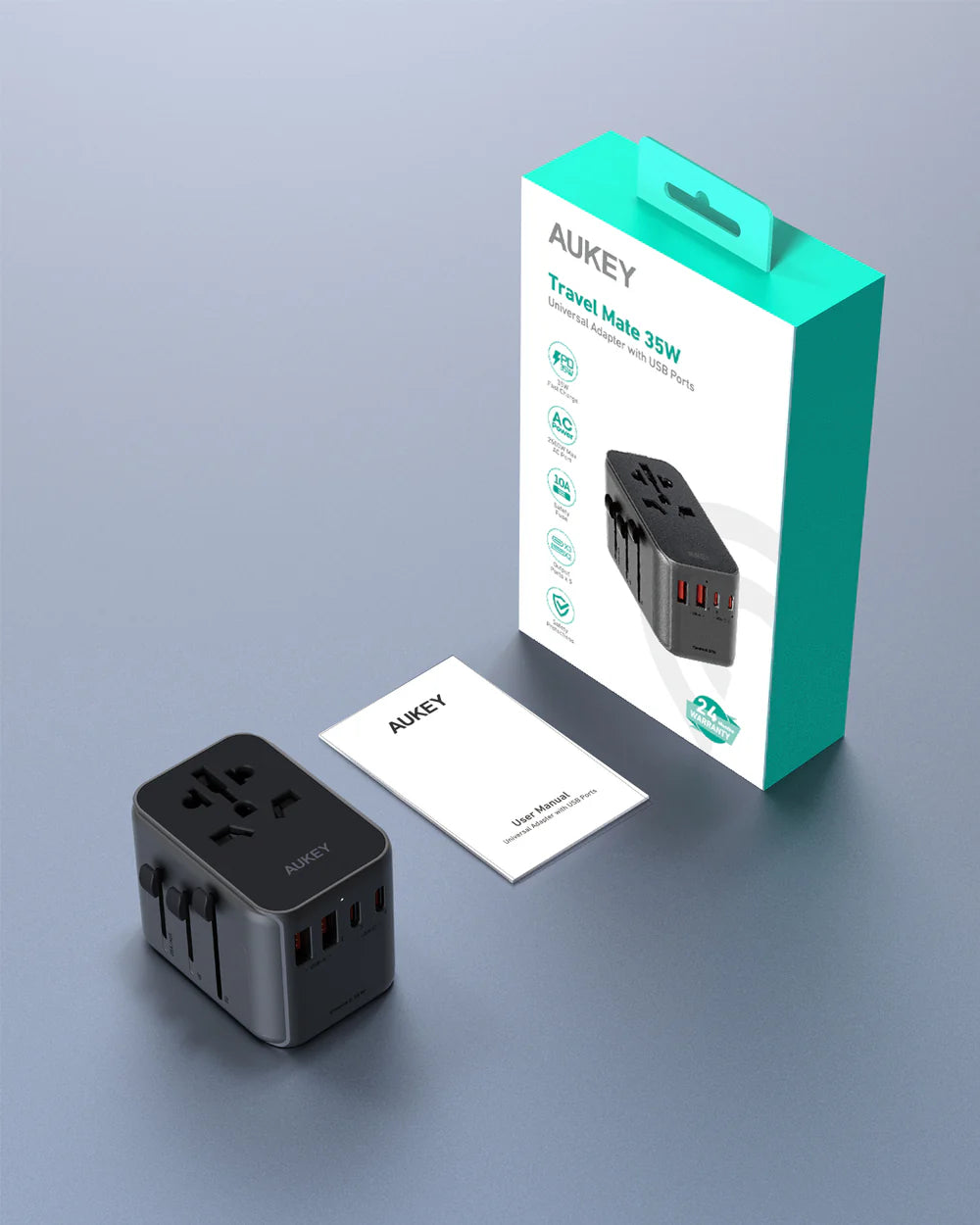 AUKEY MINIMA TRAVEL MATE UNIVERSAL ADAPTER WITH USB PORT