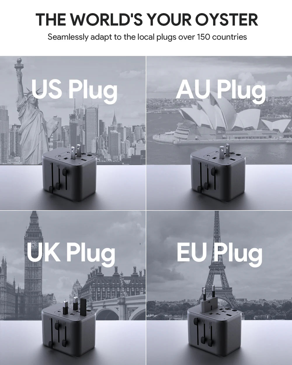 AUKEY TRAVEL MATE 65W ADAPTER WITH USB PORT