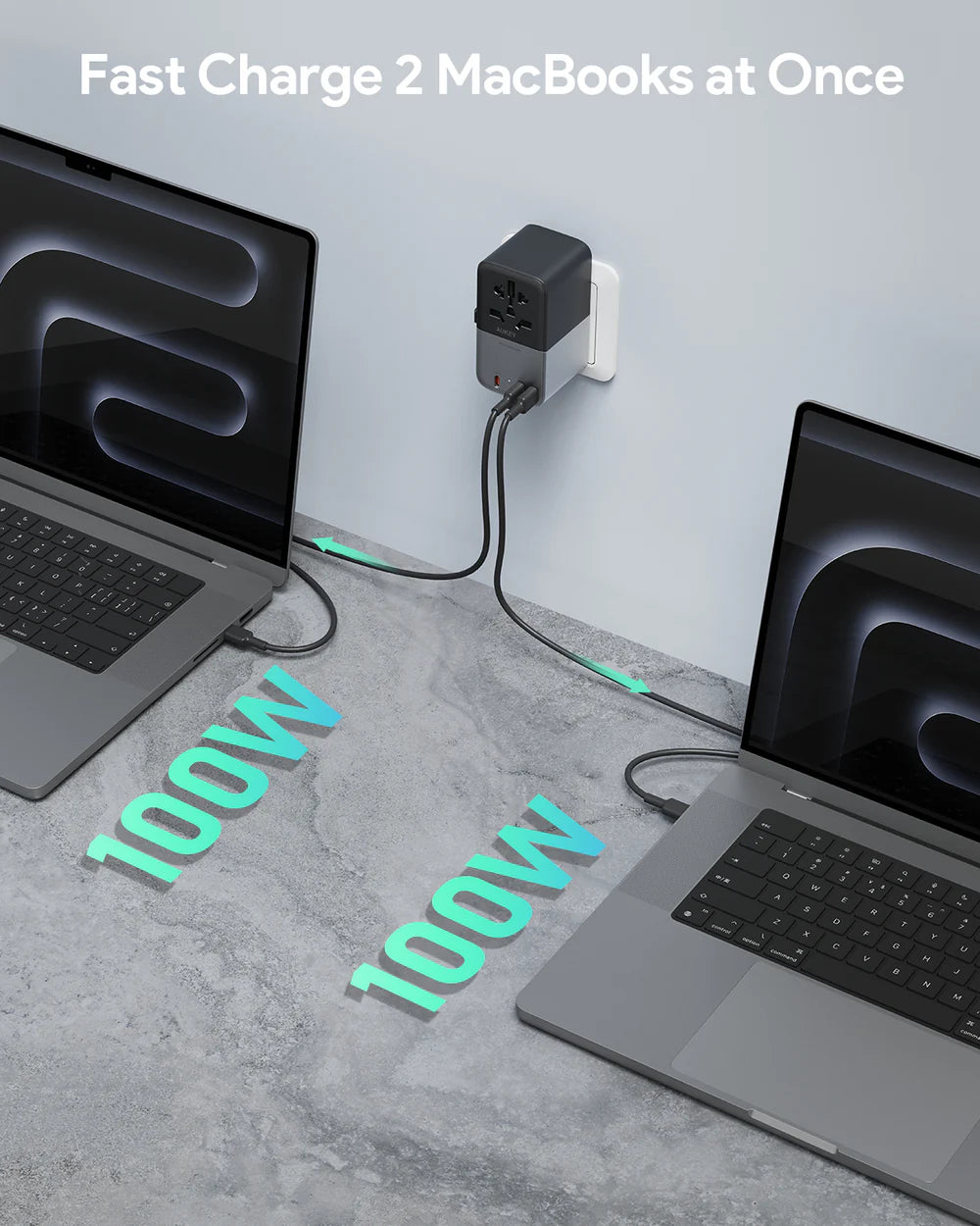 AUKEY TRAVEL MATE 100W GAN UNIVERSAL ADAPTER WITH USB PORT