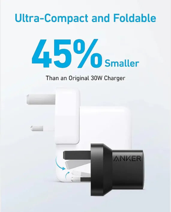 ANKER B2331K11 323 CHARGER WITH USB-C TO USB-C CABLE (33W,3FT) BLACK