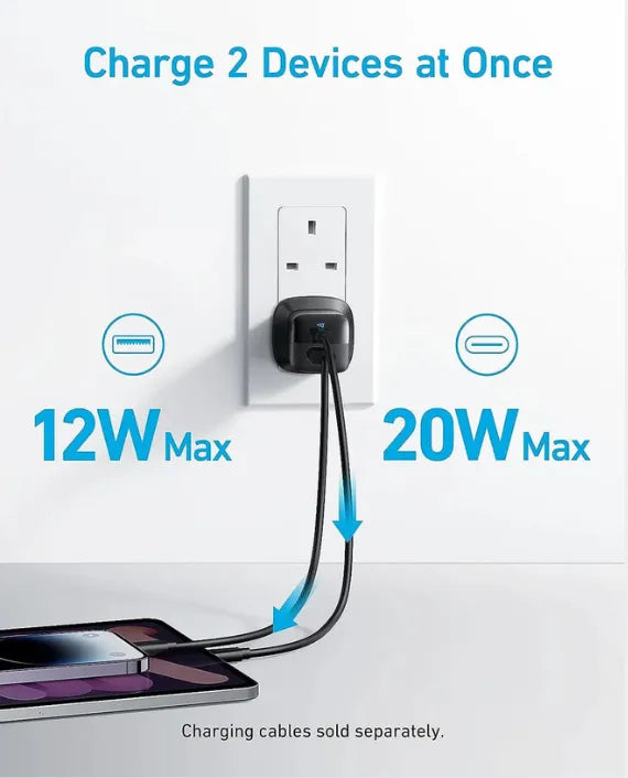 ANKER B2331K11 323 CHARGER WITH USB-C TO USB-C CABLE (33W,3FT) BLACK