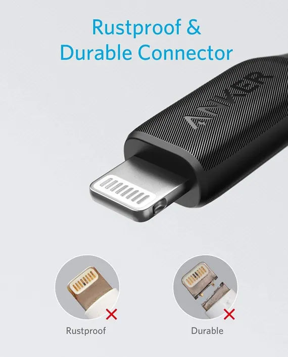 ANKER A8833H11 POWER LINE III USB-C CABLE WITH LIGHTNING CONNECTOR 6FT BLK