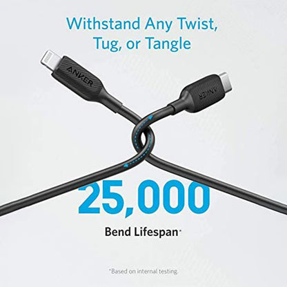 ANKER A8832H11  POWERLINE III USB-C CABLE W/ LIGHTNING CONNECTOR 3FT- BLACK