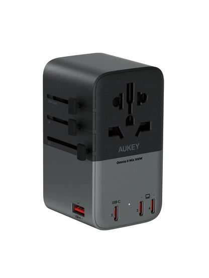 AUKEY TRAVEL MATE 100W GAN UNIVERSAL ADAPTER WITH USB PORT