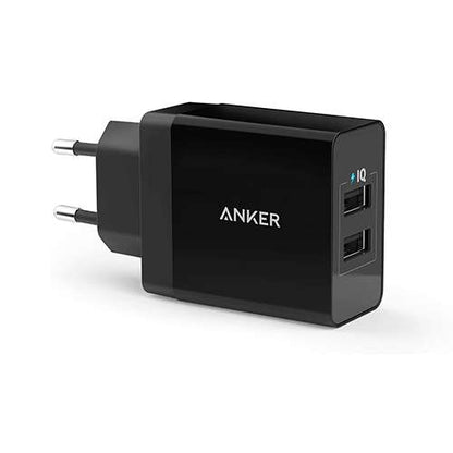 شاحن أنكر A2021K11 بمنفذي USB بقوة 24 وات، أسود