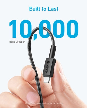 كابل أنكر A81B5H11 322 USB-C إلى Lightning (3 أقدام، 0.9 متر) أسود
