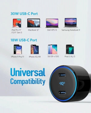 شاحن سيارة أنكر A2725H11 باور درايف+ ثنائي 48 واط مع منفذي USB - أسود