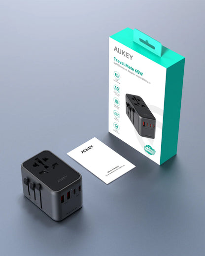 AUKEY TRAVEL MATE 65W ADAPTER WITH USB PORT