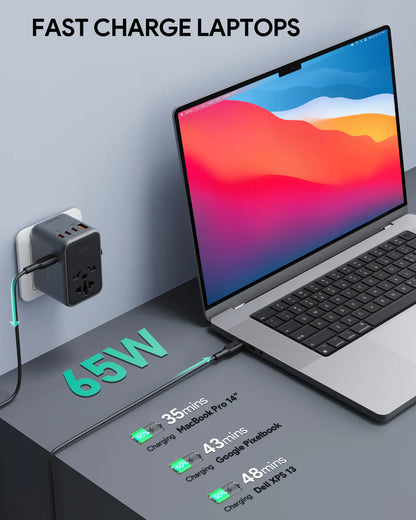 AUKEY TRAVEL MATE 65W ADAPTER WITH USB PORT