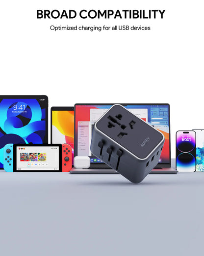 AUKEY TRAVEL MATE 65W ADAPTER WITH USB PORT