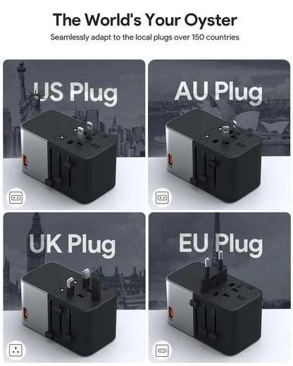 AUKEY TRAVEL MATE 100W GAN UNIVERSAL ADAPTER WITH USB PORT