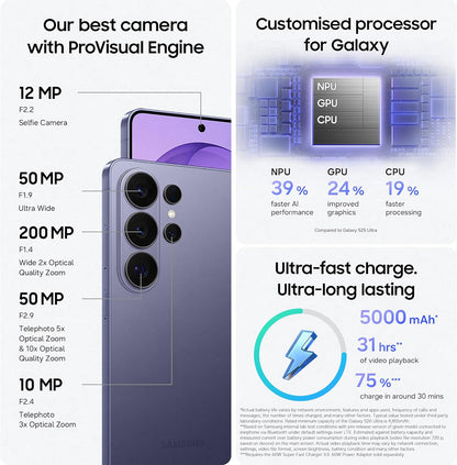 Samsung Galaxy S26 Ultra 12GB 256GB - Cobalt Violet